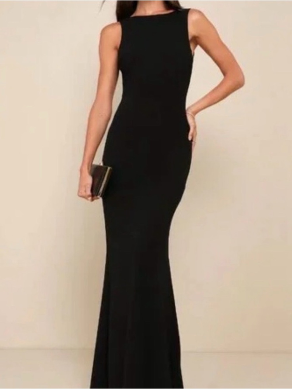 NWT Lulus Sleeveless Black Mermaid Evening Dress Size L Stretchy